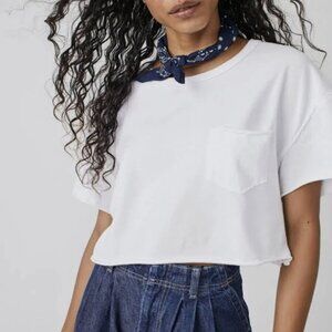 Free People We The Free White Fade Into You Cropped Tee